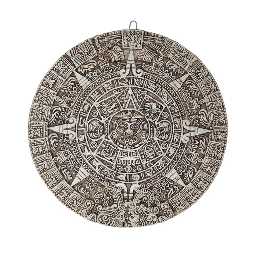 🌙 Mayan Aztec Calendar. Wall Decor - White & Brown